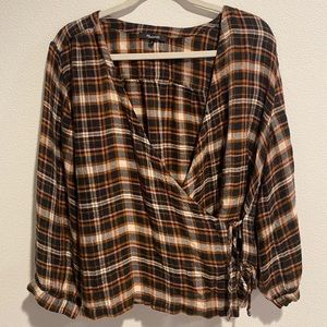 Madewell Plaid Gauze Double-Tie Wrap Top